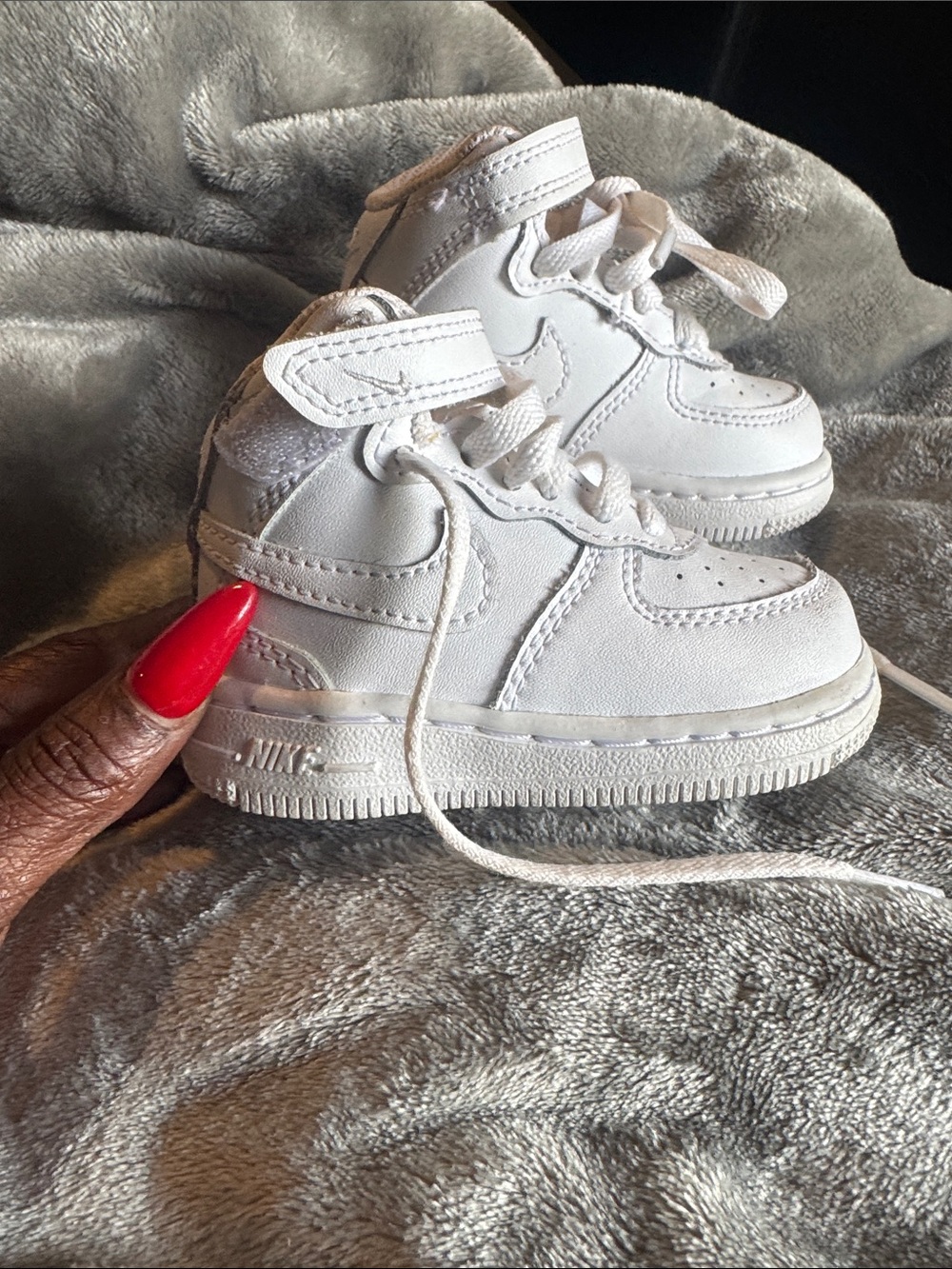 Nike Kids' White High-Top Sneakers with Hook-and-Loop Strap